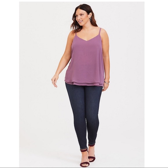 NWT Torrid Purple Chiffon V-neck Tank Top - Picture 2 of 4